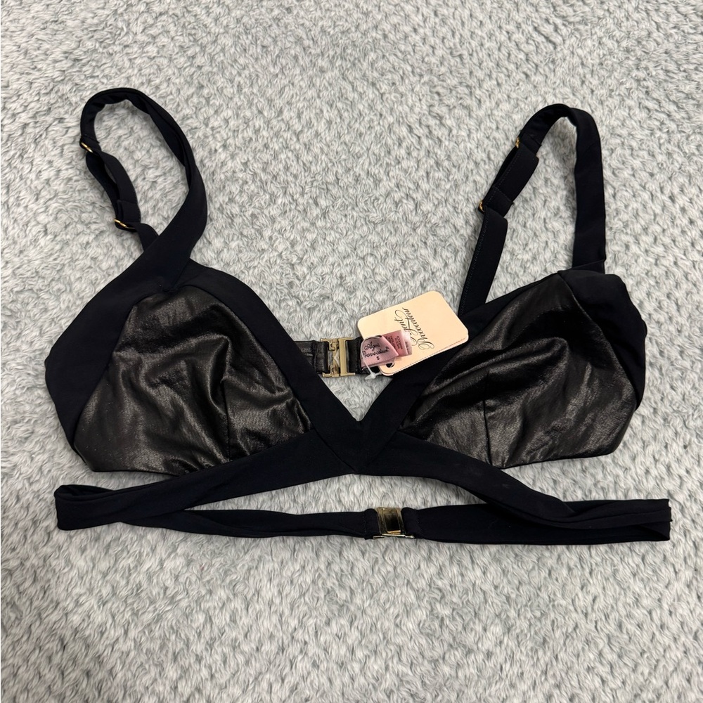 Agent Provocateur Black Bikini Top with Shimmer Panels